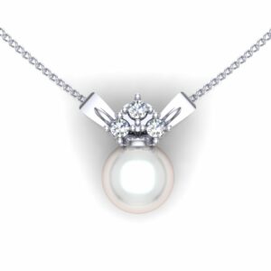 Elegantni privezak sa biserom i dijamantima